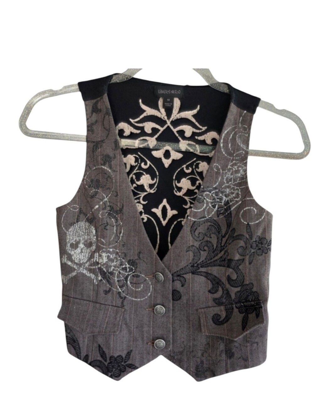 Vintage Y2K Limited Too Vest Black and Gray Embroidered Vest Kids 10